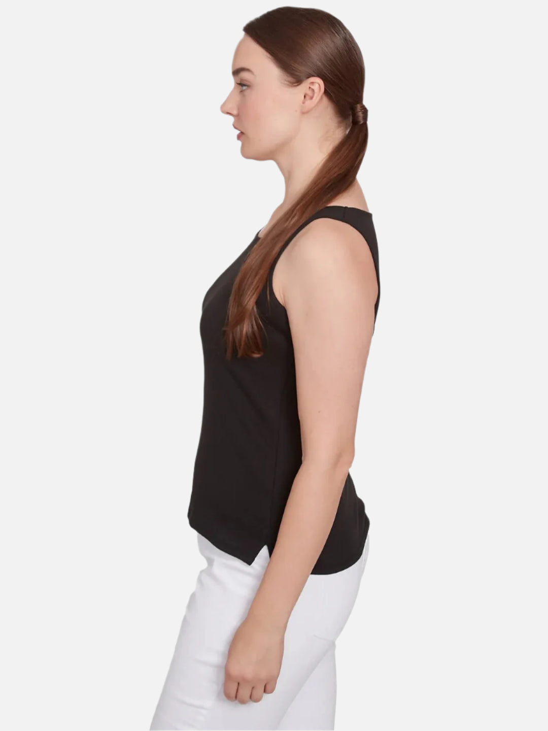 Black Cotton Rib Knit Tank Top