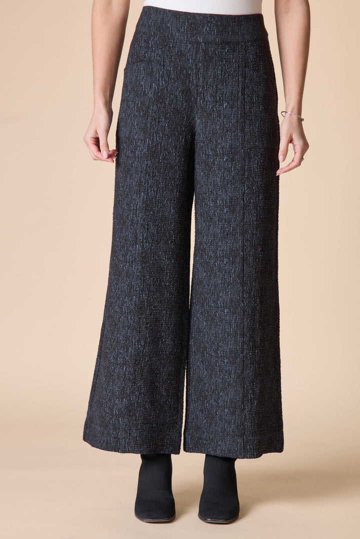 Black Crinkle Crepe Striped Aria Pant