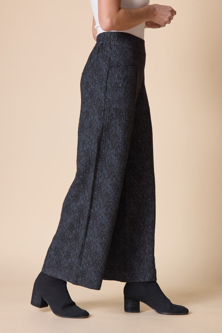 Black Crinkle Crepe Striped Aria Pant