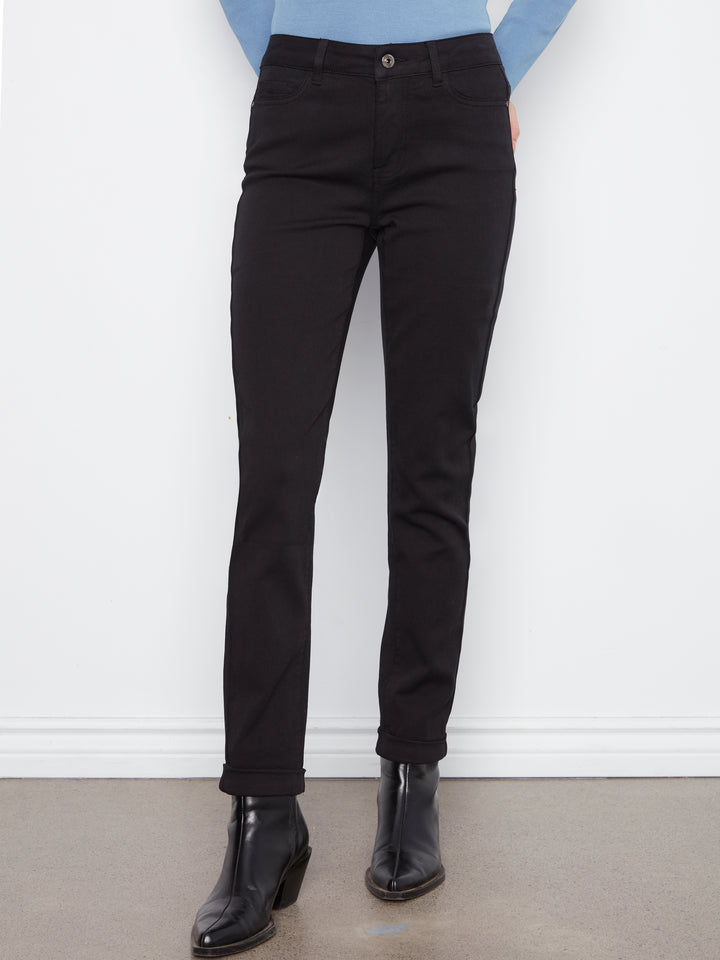 Black Cuffed Hem Twill Pant