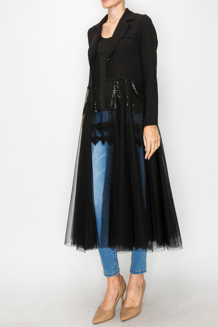 Black Duster Jacket with Sheer Bottom