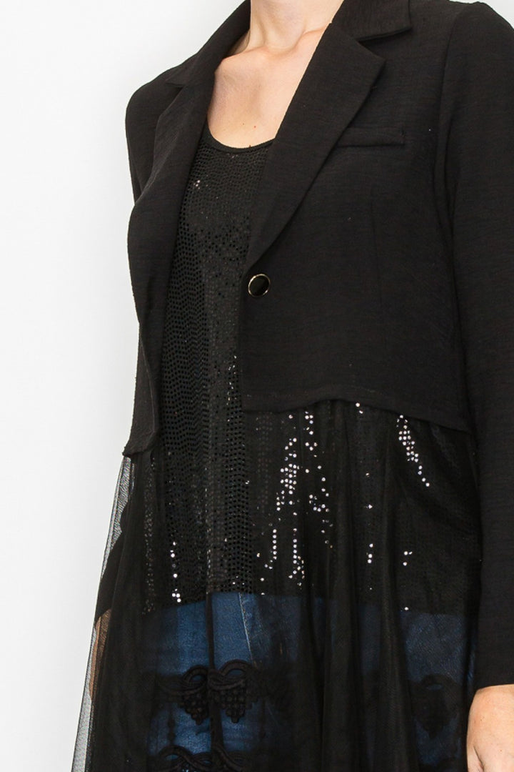 Black Duster Jacket with Sheer Bottom