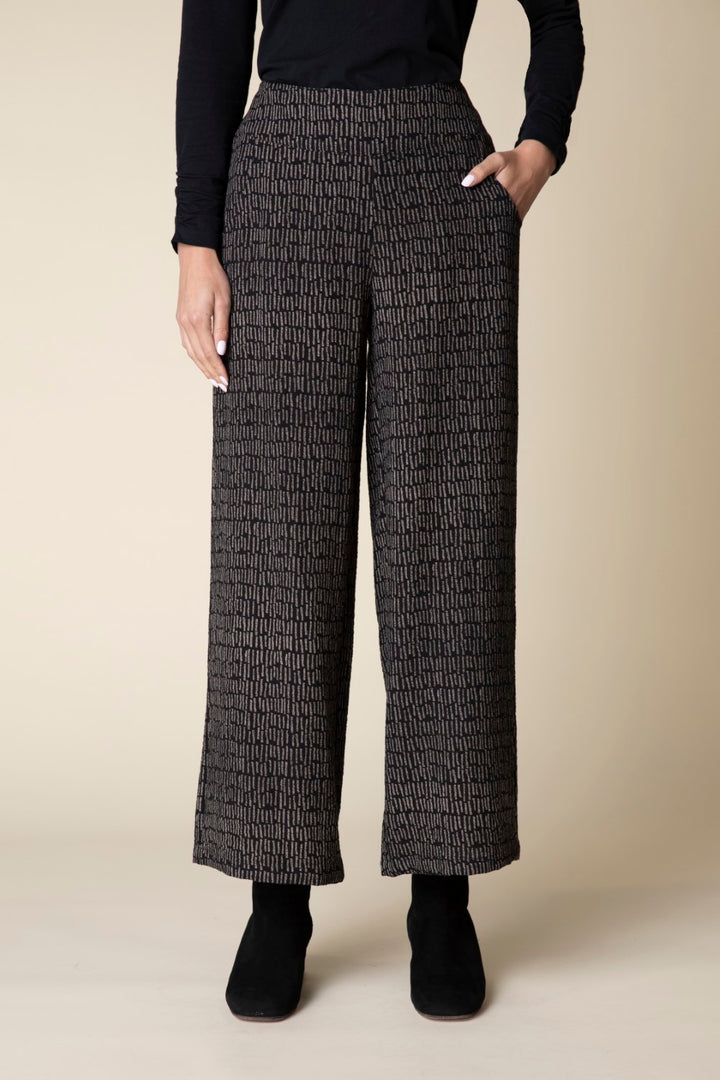 Black Fine Lines Relaxed Ankle Pant