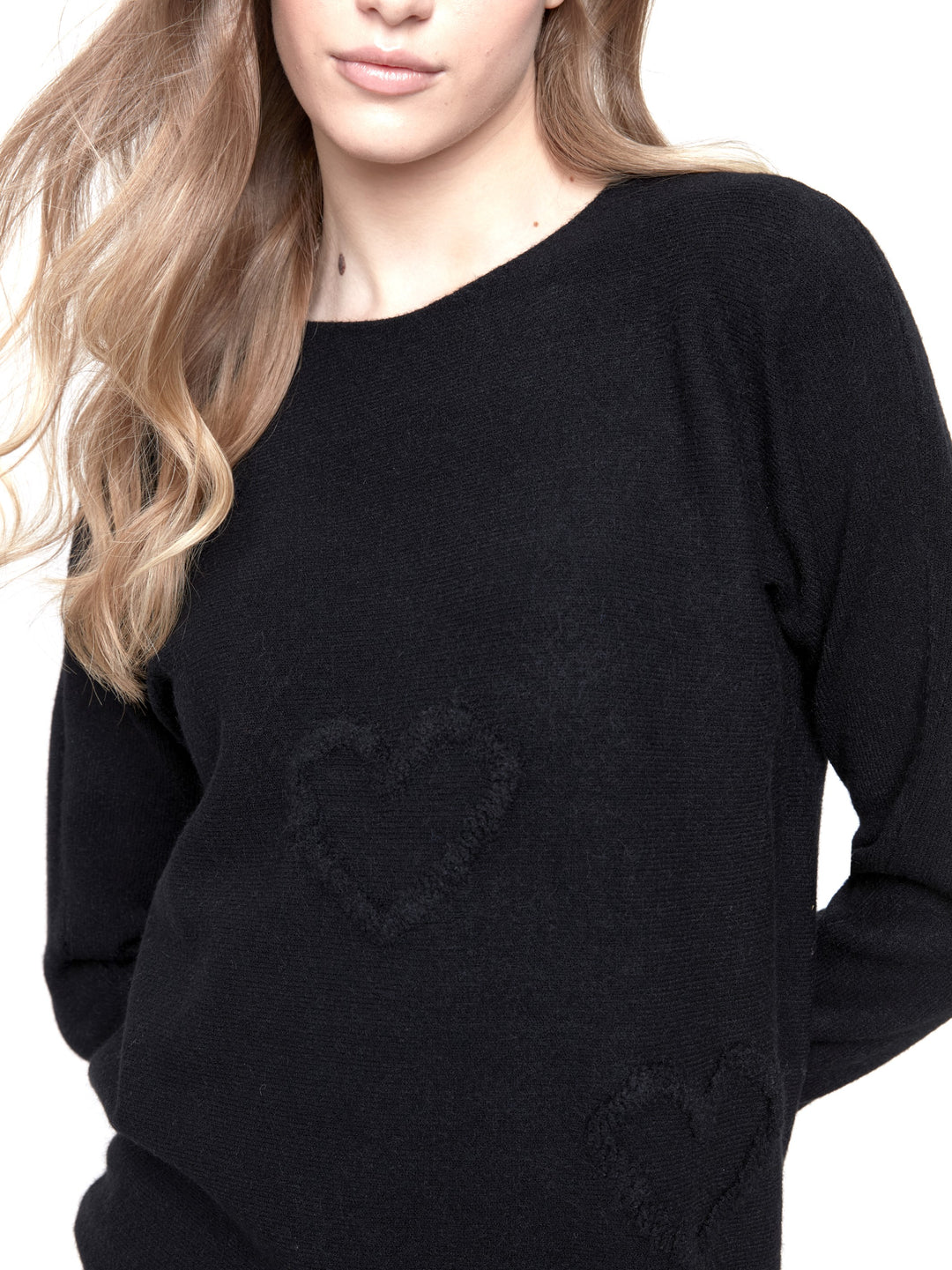 Black Fringe Hearts Sweater