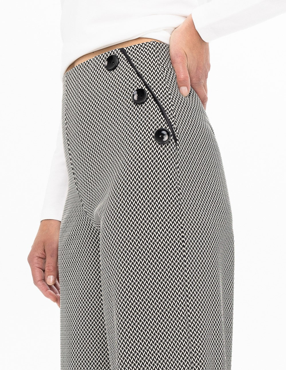 Black Geo Knit Wide Leg Pant