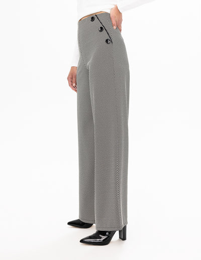 Black Geo Knit Wide Leg Pant
