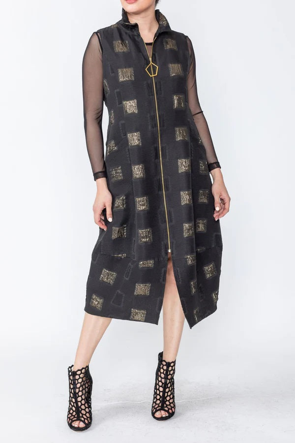 Black Geo Textured Metallic Dress