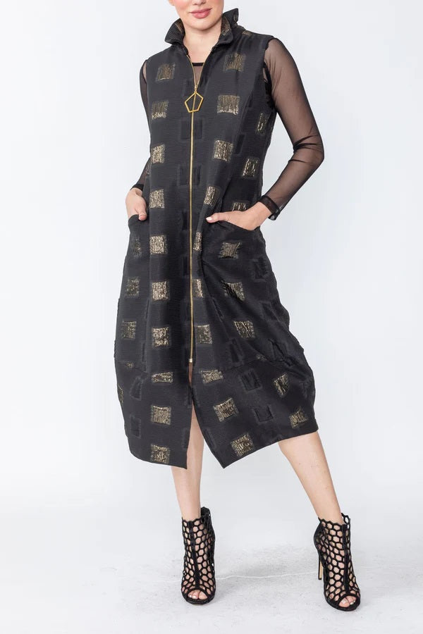 Black Geo Textured Metallic Dress