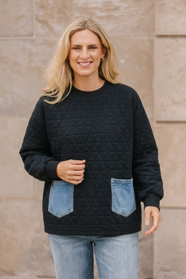 Black Glenna Pullover Quilted Top