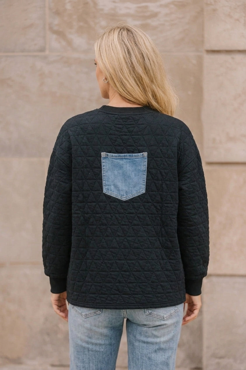 Black Glenna Pullover Quilted Top