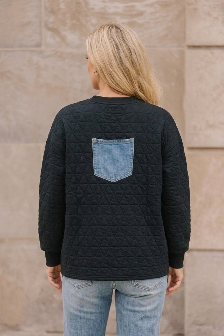 Black Glenna Pullover Quilted Top