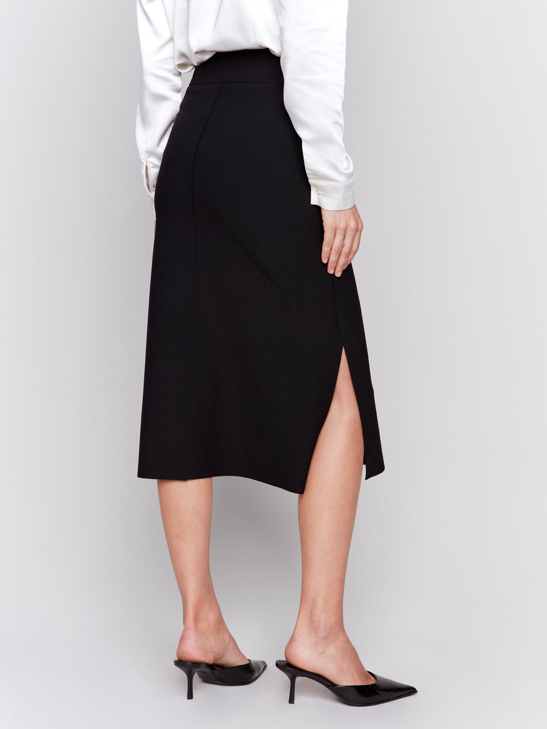 Black Gutsy Crepe Patch Pocket Skirt