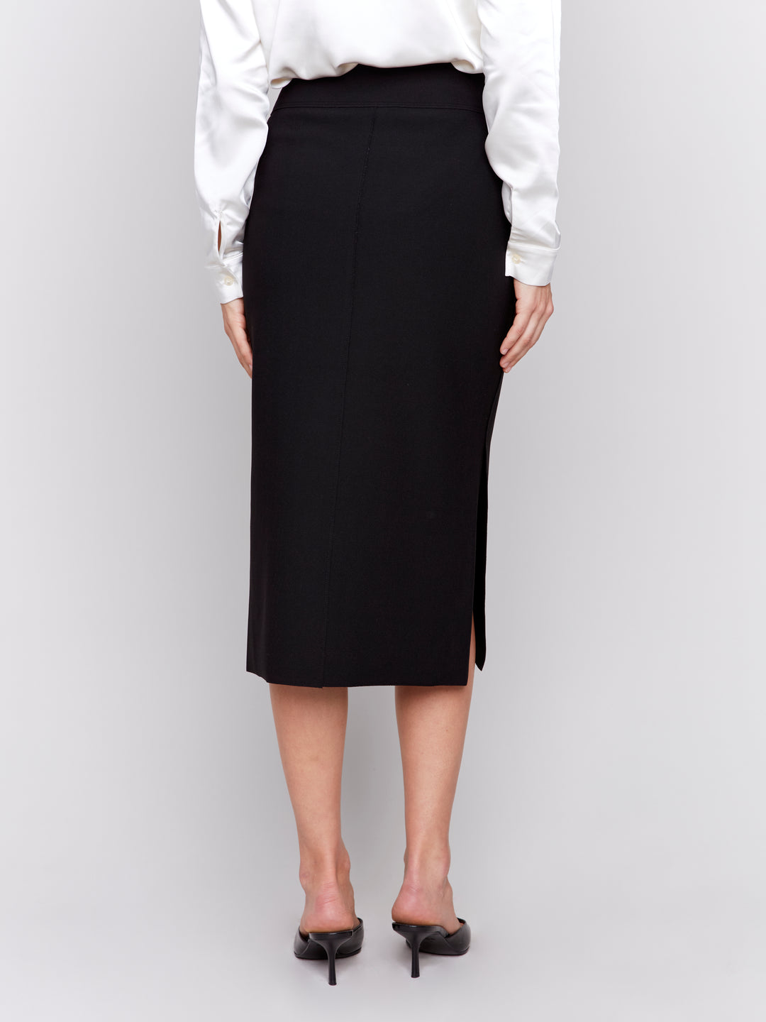 Black Gutsy Crepe Patch Pocket Skirt