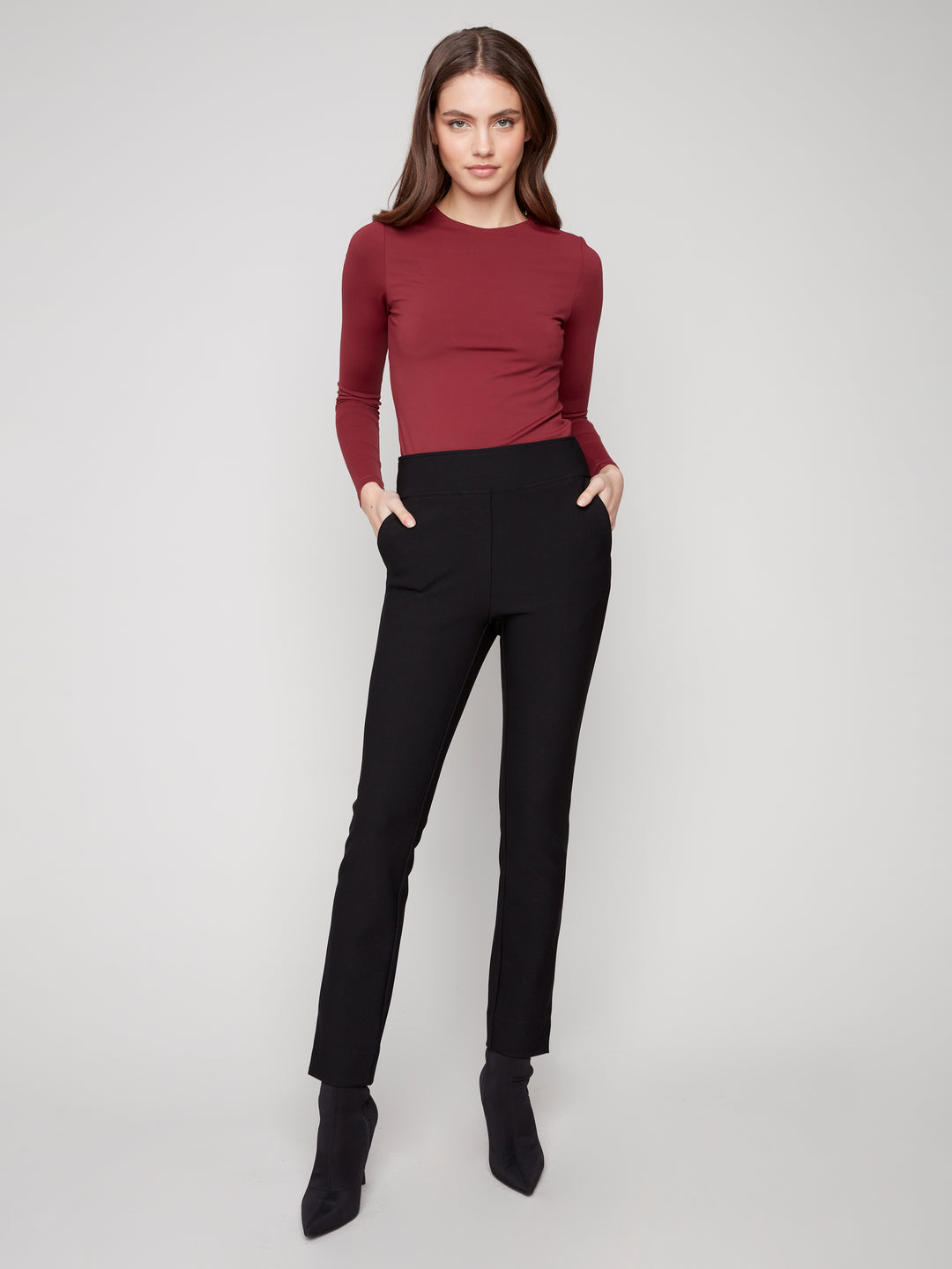Black Gutsy Crepe Slim Leg Pant