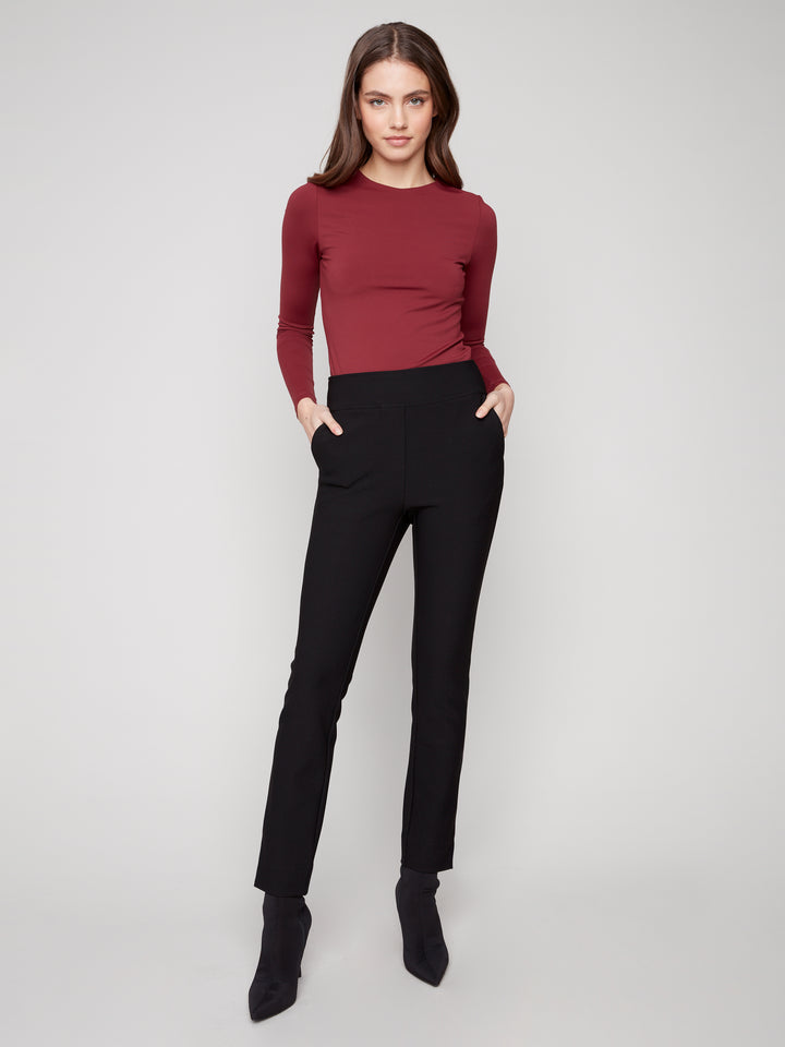 Black Gutsy Crepe Slim Leg Pant