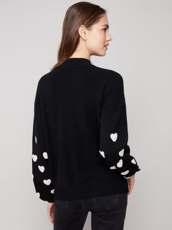 Black Heart Embroidered Sweater