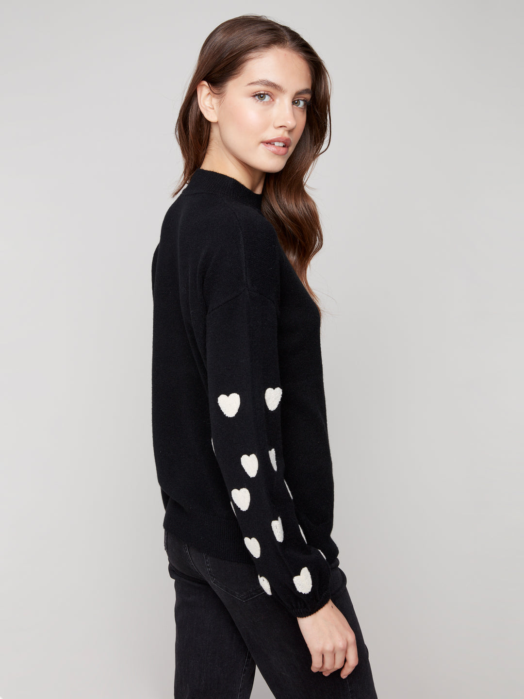 Black Heart Embroidered Sweater