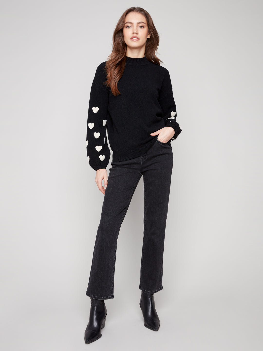 Black Heart Embroidered Sweater