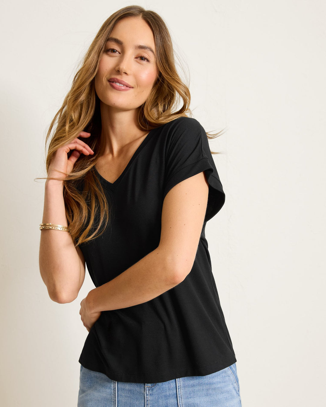Black Kauai Jersey V-Neck Tee