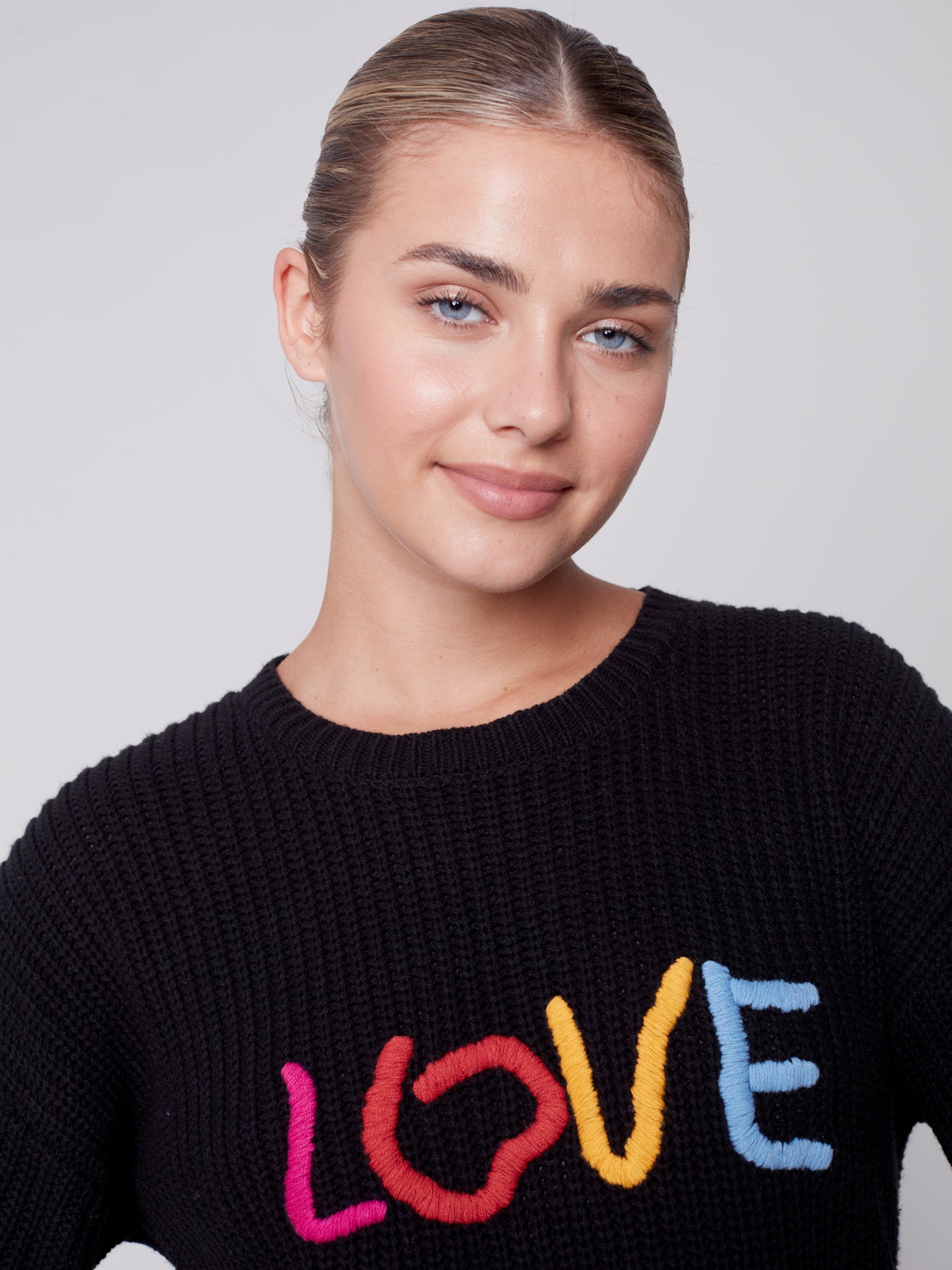 Black LOVE Embroidered Sweater