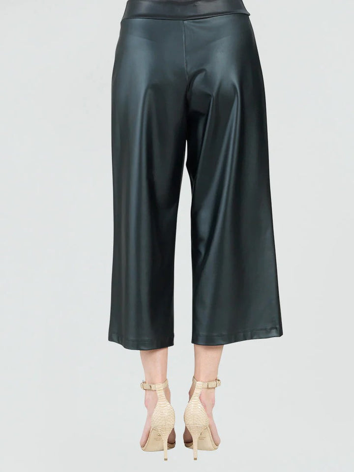 Black Liquid Leather Gaucho Pant