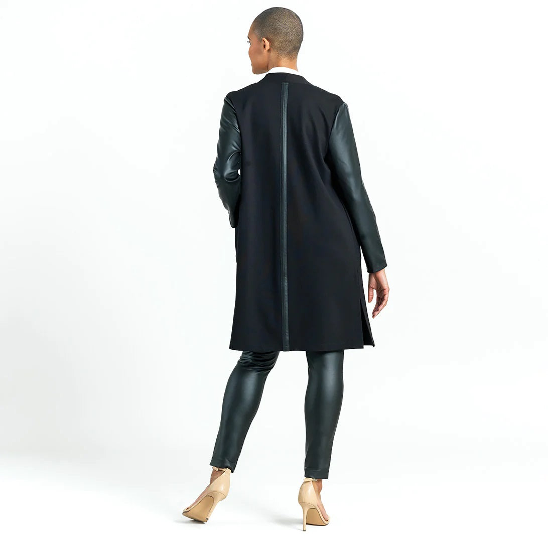 Black Liquid Leather and Ponte Jacket
