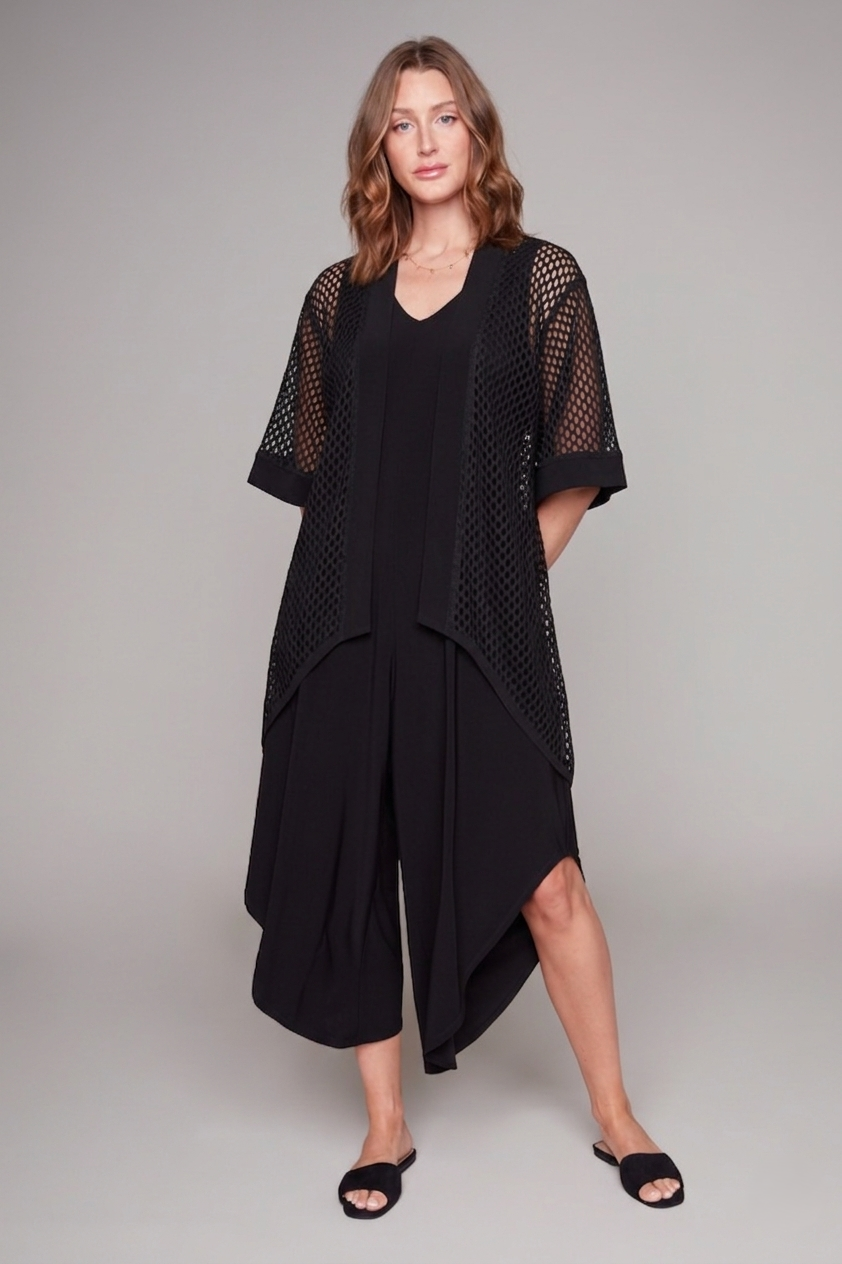 Black Mesh High-Low Jacket