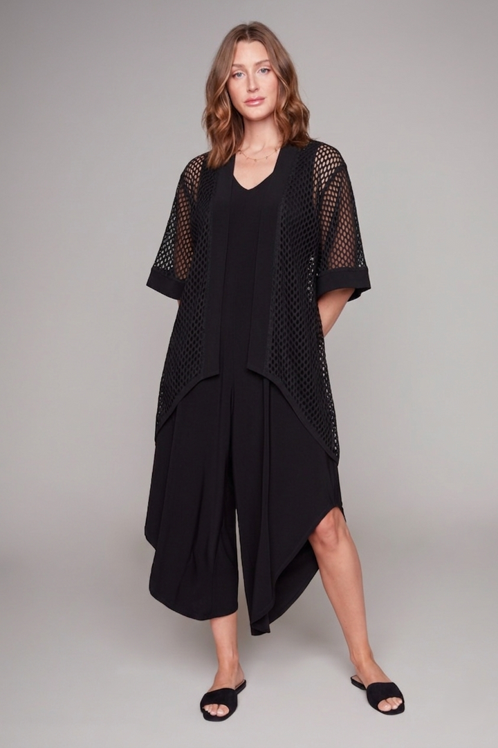 Black Mesh High-Low Jacket