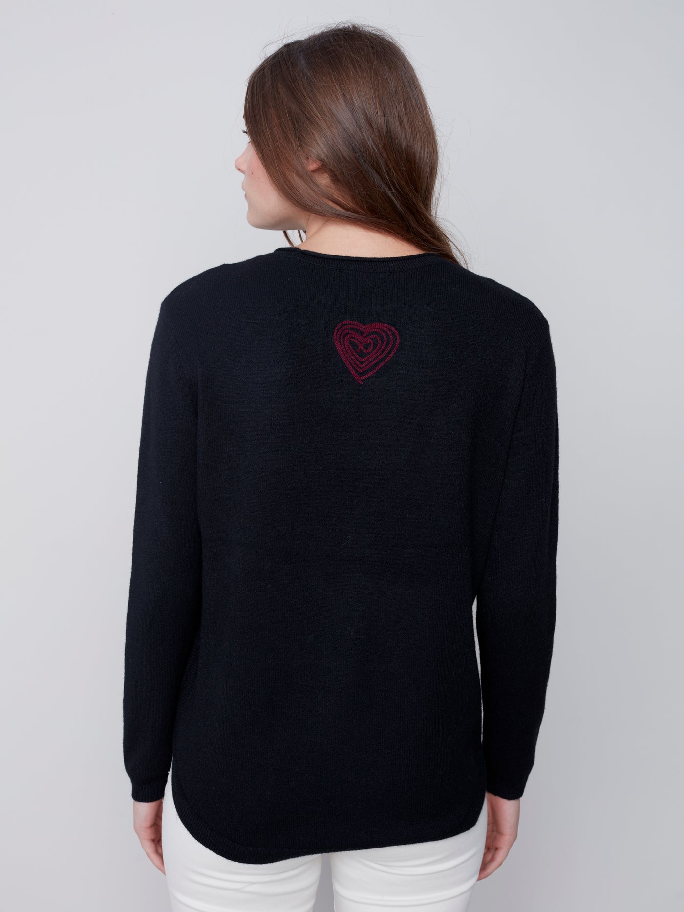 Black Multi Heart Embroidered Sweater