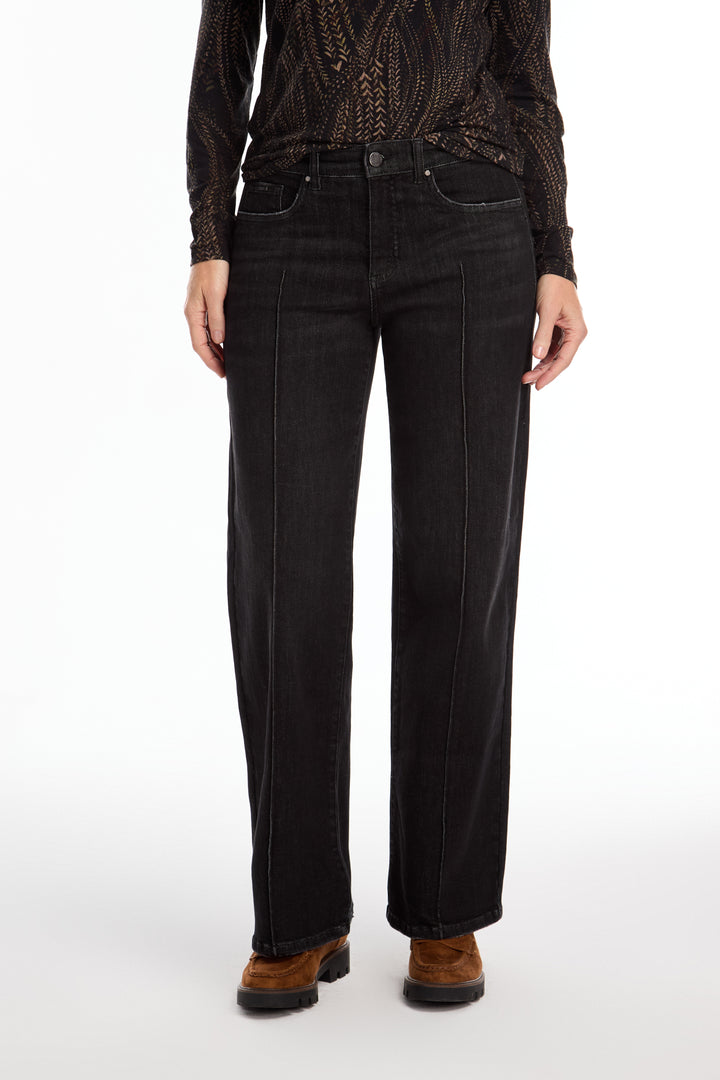 Black Olivia Pintuck Wide Leg Jean