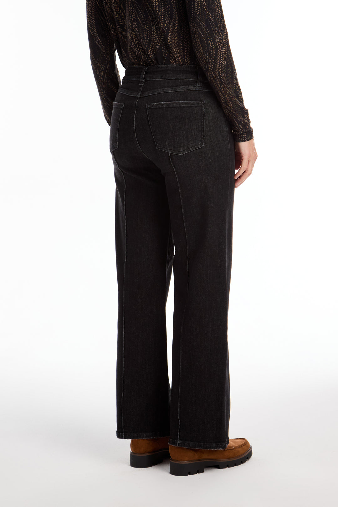 Black Olivia Pintuck Wide Leg Jean