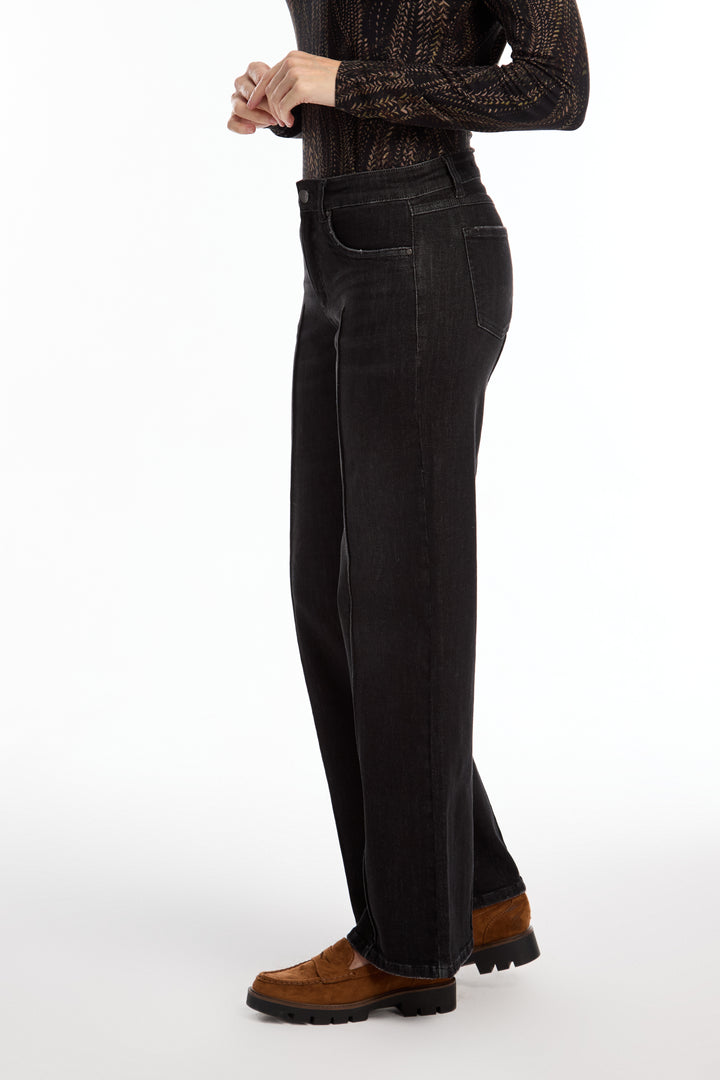 Black Olivia Pintuck Wide Leg Jean