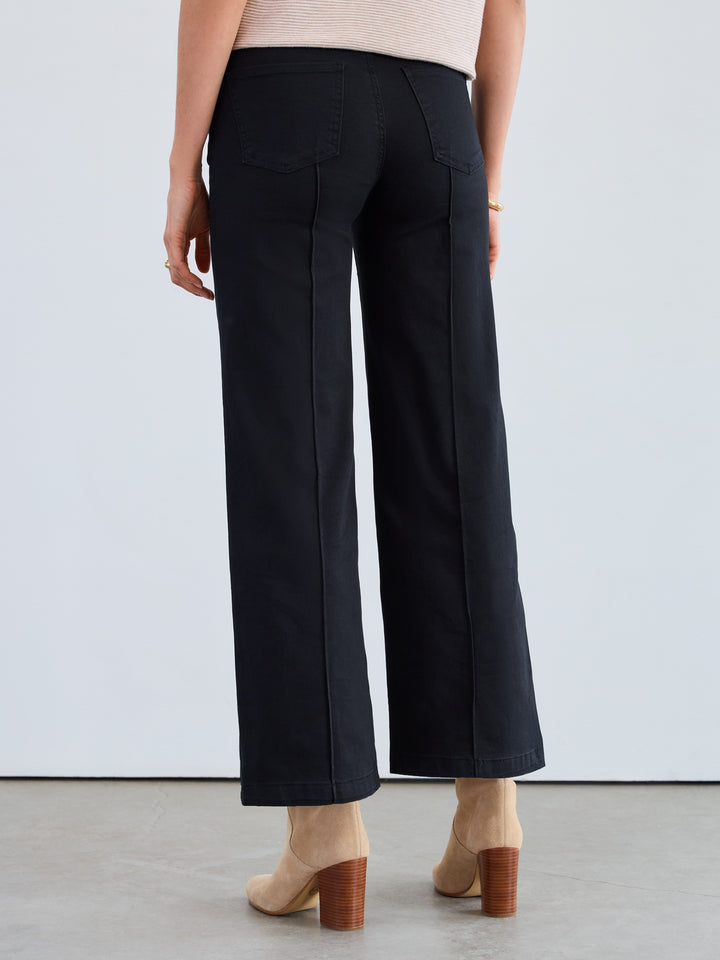 Black Olivia Wide Leg Euro Twill Pant