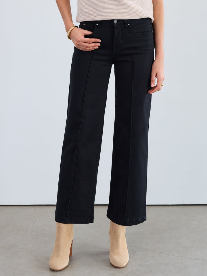 Black Olivia Wide Leg Euro Twill Pant