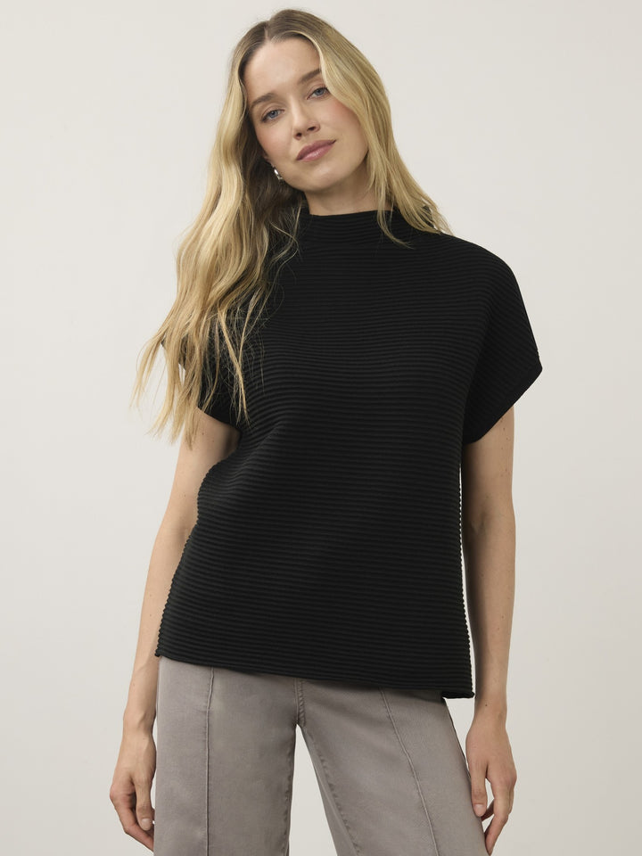 Black Ottoman Cap Sleeve Sweater