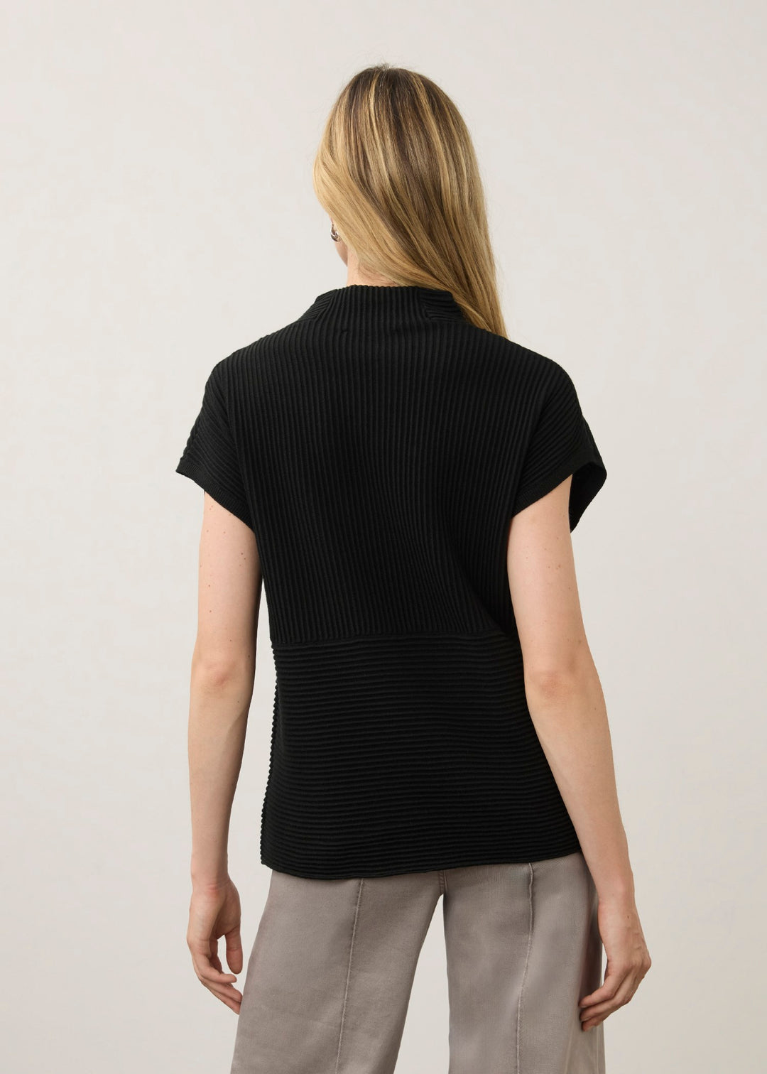 Black Ottoman Cap Sleeve Sweater
