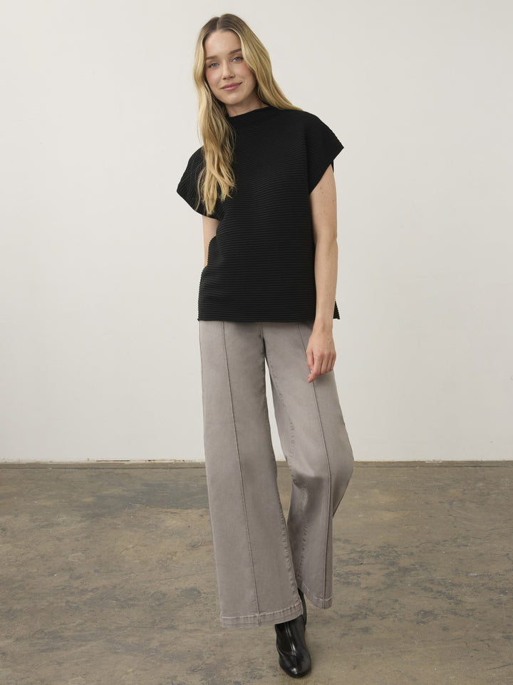 Black Ottoman Cap Sleeve Sweater