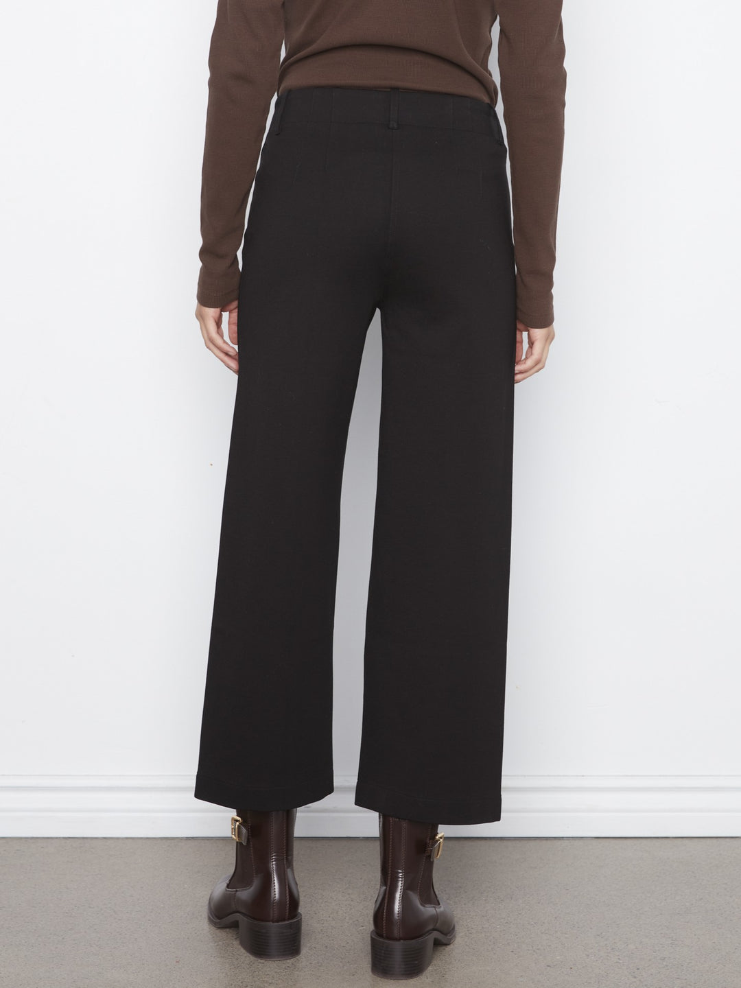 Black Patch Pocket Wide Leg Ponte Pant