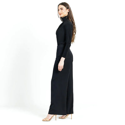 Black Pleated Mock Neck Top