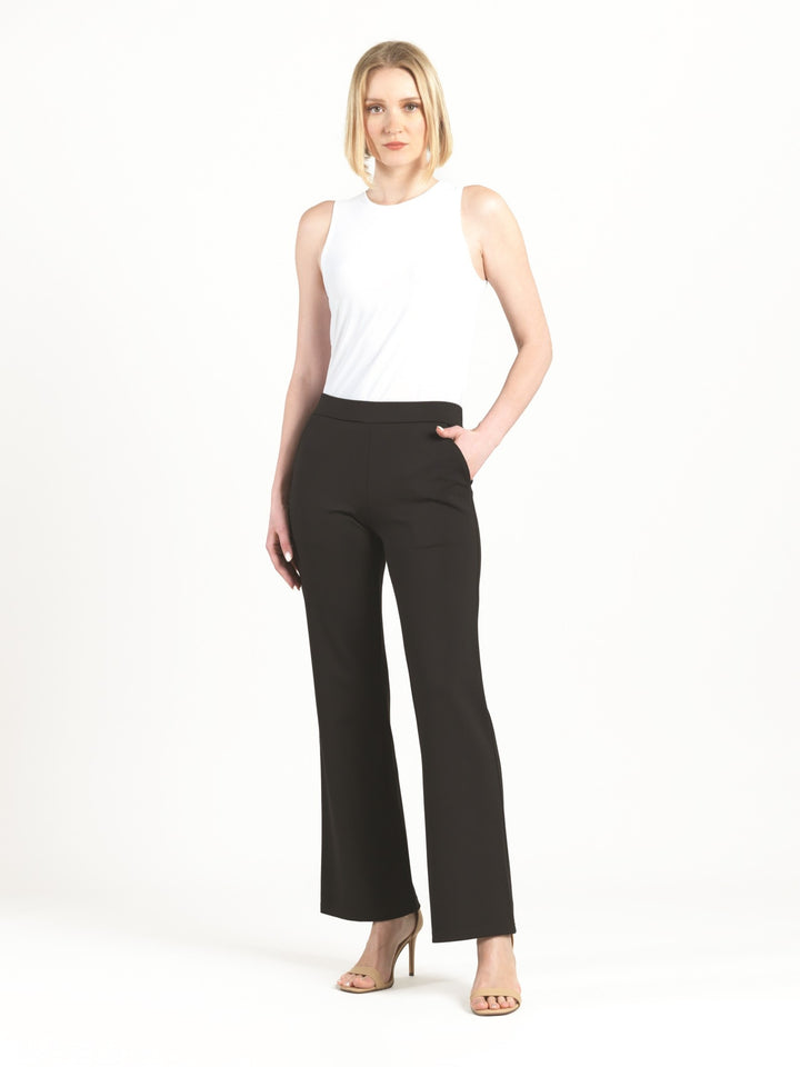 Black Ponte Knit Straight Leg Pant