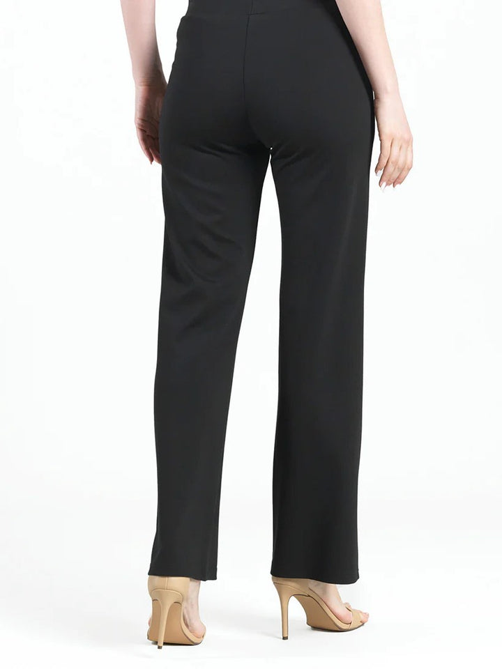 Black Ponte Knit Straight Leg Pant