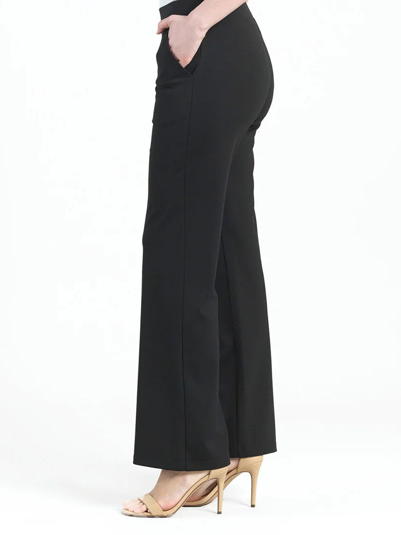 Black Ponte Knit Straight Leg Pant