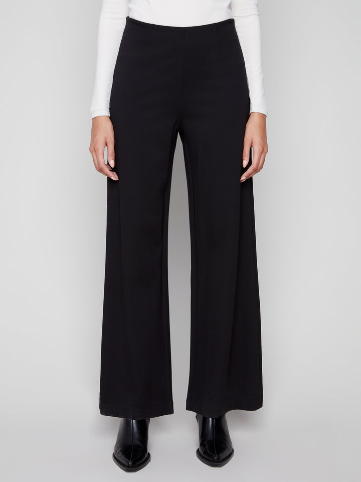 Black Ponte Wide Leg Pant