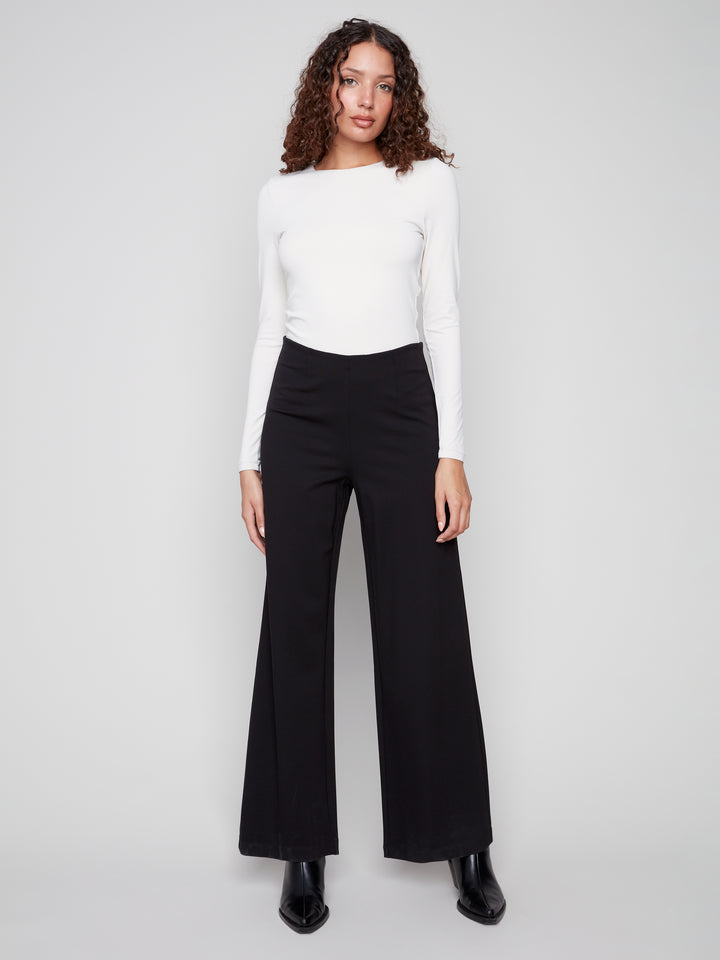 Black Ponte Wide Leg Pant
