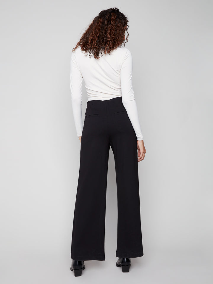 Black Ponte Wide Leg Pant