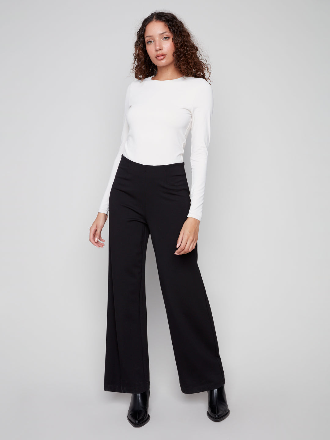 Black Ponte Wide Leg Pant