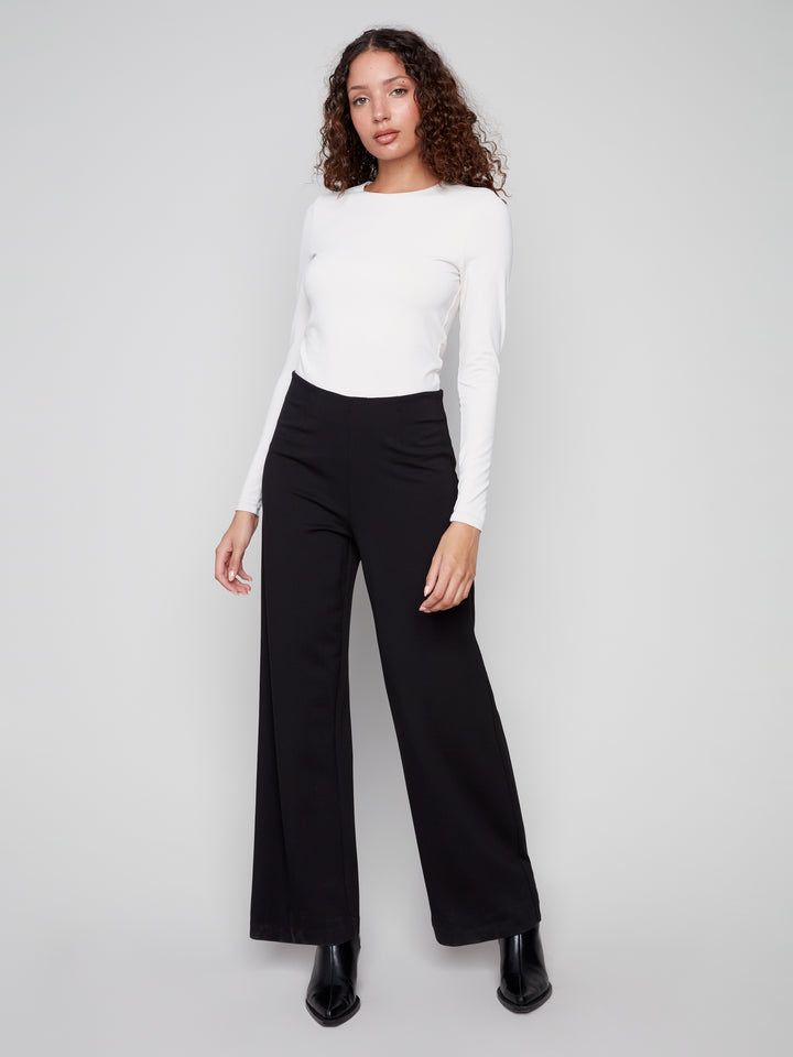 Black Ponte Wide Leg Pant