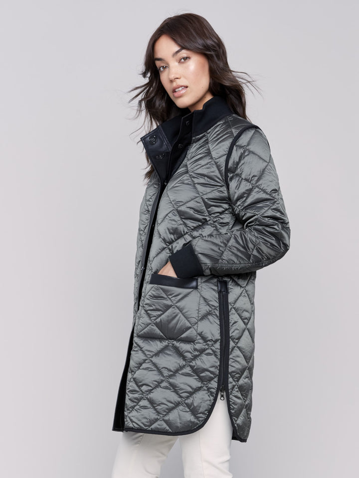 Black Reversible Quilted Puffer Coat