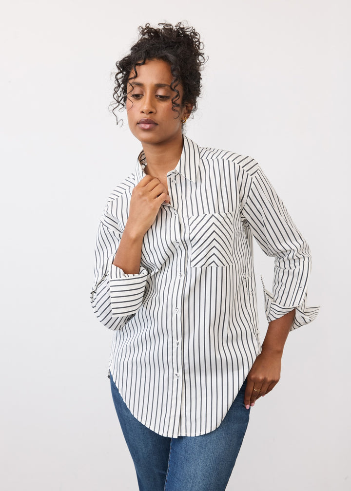 Black Stripe Poplin Shirt