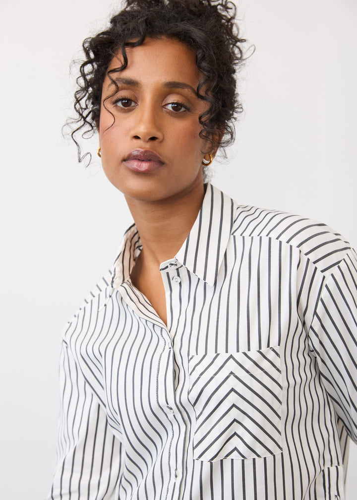 Black Stripe Poplin Shirt